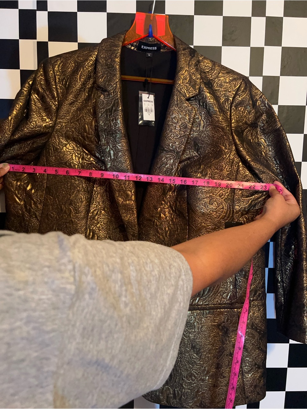 Express Metallic Bronze Brocade Blazer - Picture 4 of 7